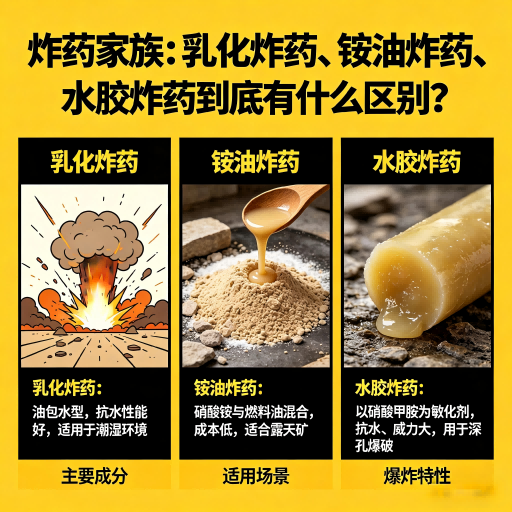 资中炸药家族：乳化炸药、铵油炸药、水胶炸药到底有什么区别？